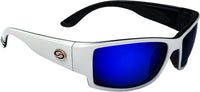 Shiny White-Black 2 Tone Frame/Multi Layer Blue Mirror/Grey Lens