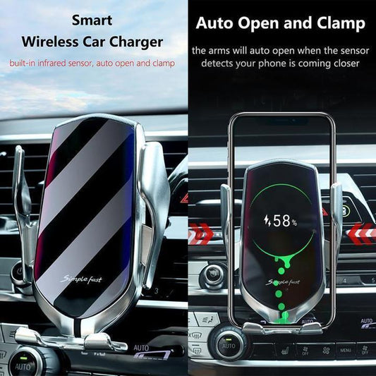 Automatic Clamping Wireless Car Charger that fits ALL SIZE phone!