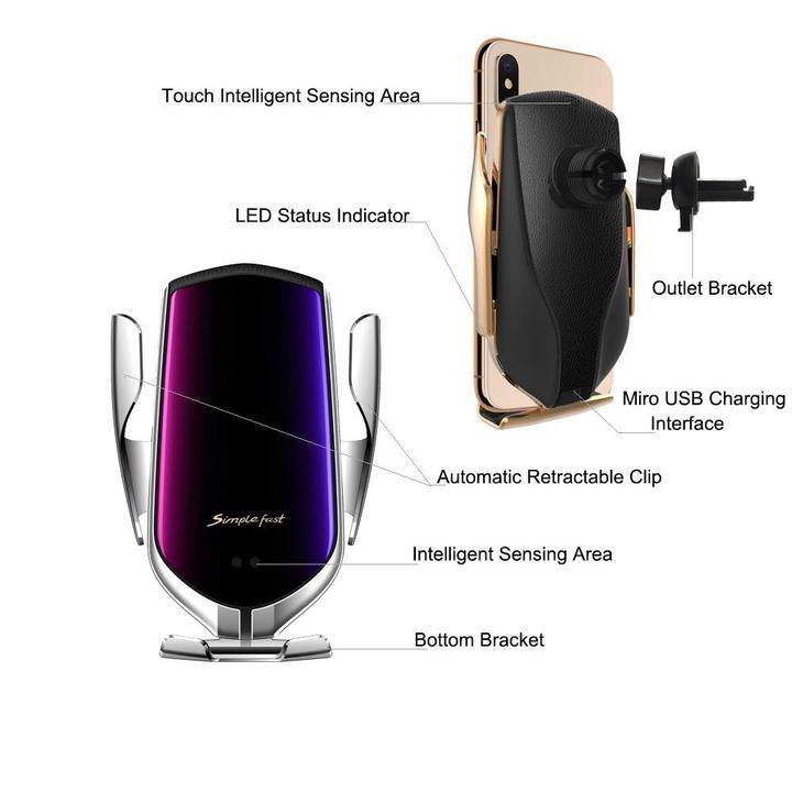 Automatic Clamping Wireless Car Charger that fits ALL SIZE phone!